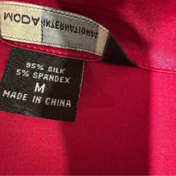 Elegant Red Real Silk Satin Women's Top - Picture 5 of 6